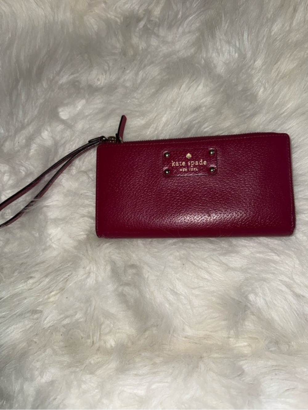 kate spade burgundy leather wristlet wallet